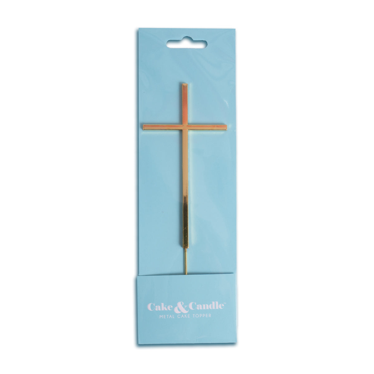 Cake & Candle Metal Cake Topper Fine Cross Gold