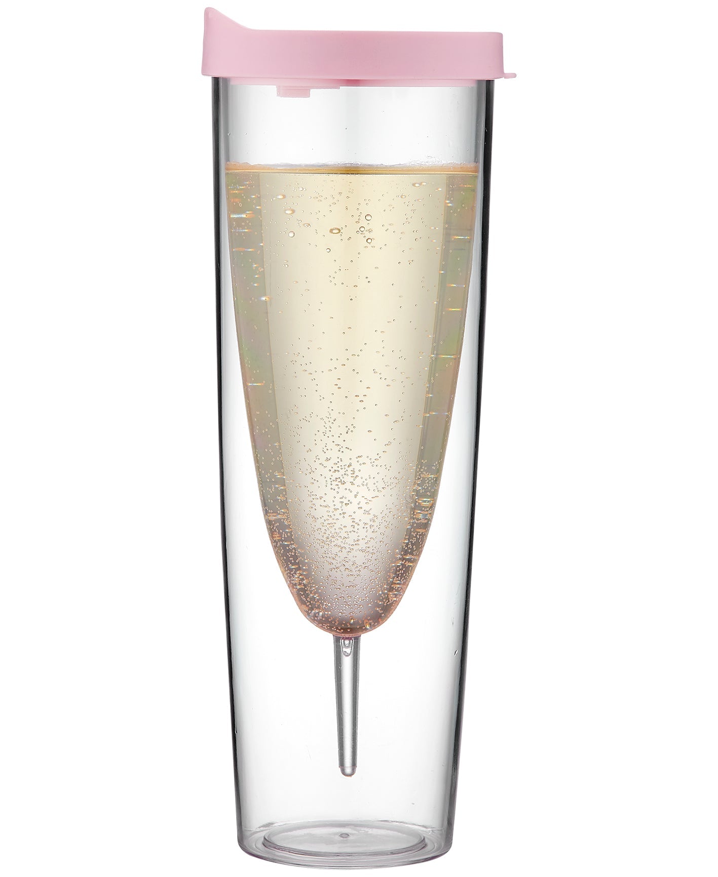 Porta by Ladelle Portables Clear Pink Champagne Sparkle Tumbler