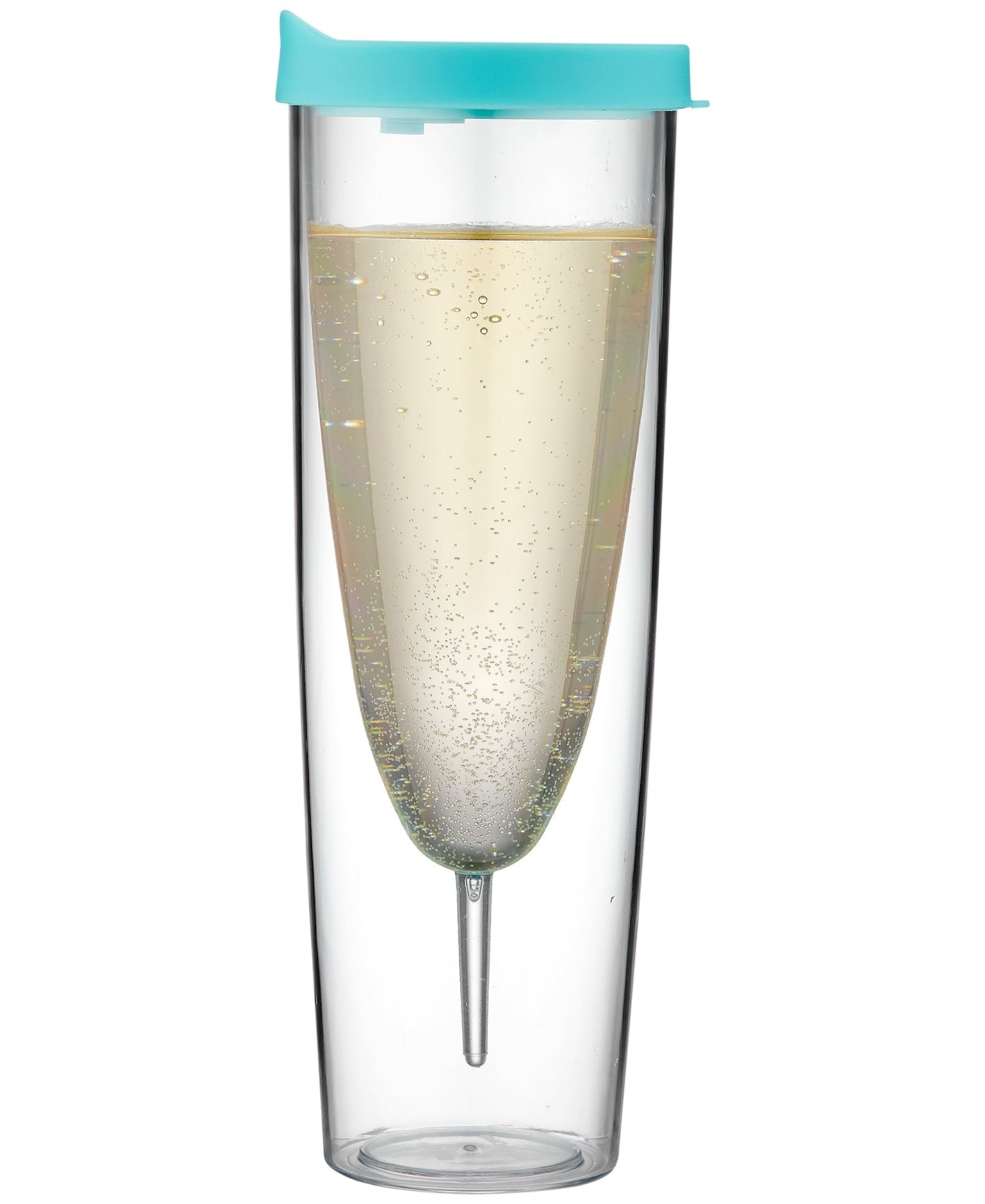 Porta by Ladelle Portables Clear Aqua Champagne Sparkle Tumbler