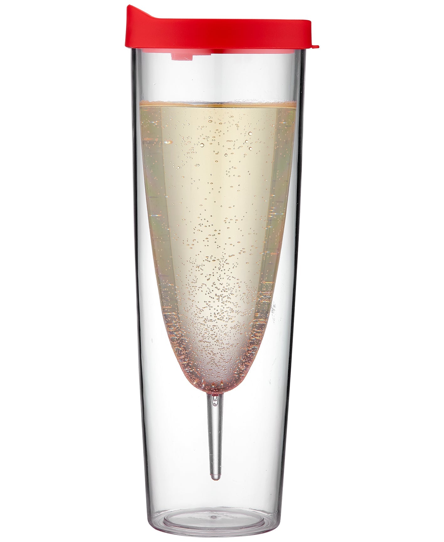 Porta by Ladelle Portables Clear Red Champagne Sparkle Tumbler