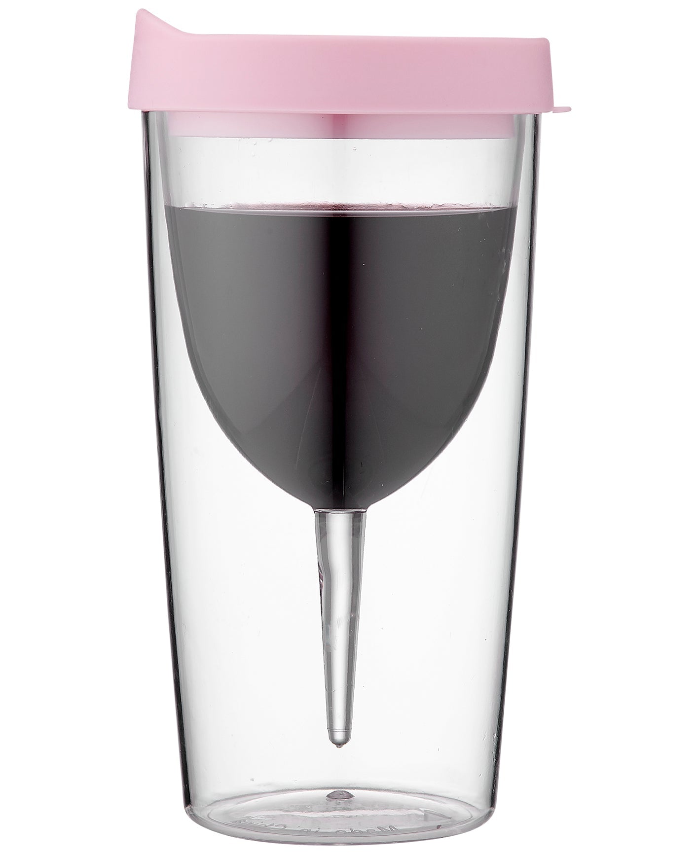 Porta by Ladelle Portables Clear Pink Wine Vino Tumbler