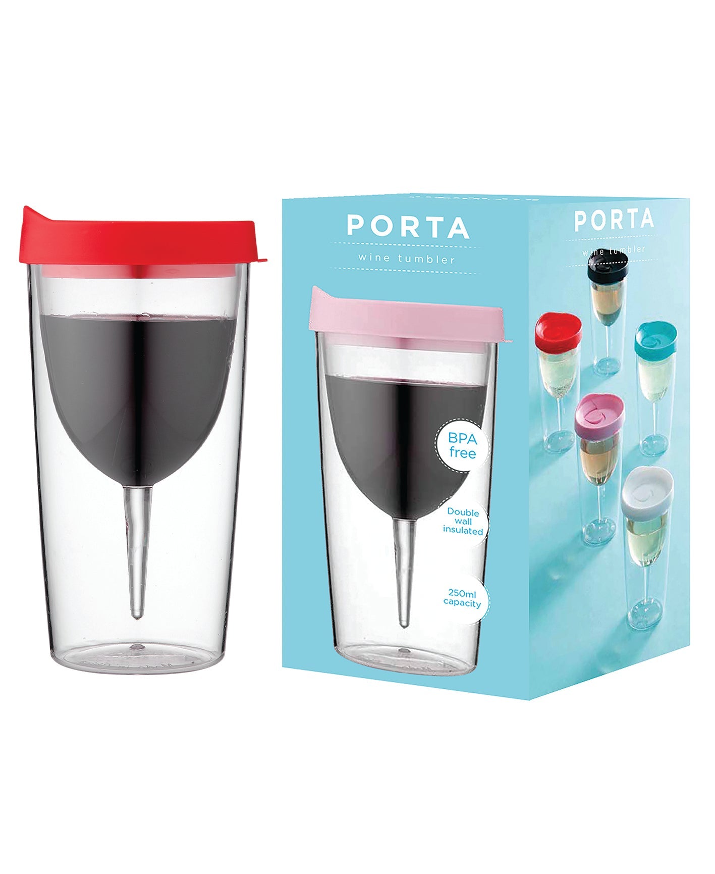 Porta by Ladelle Portables Clear Red Wine Vino Tumbler