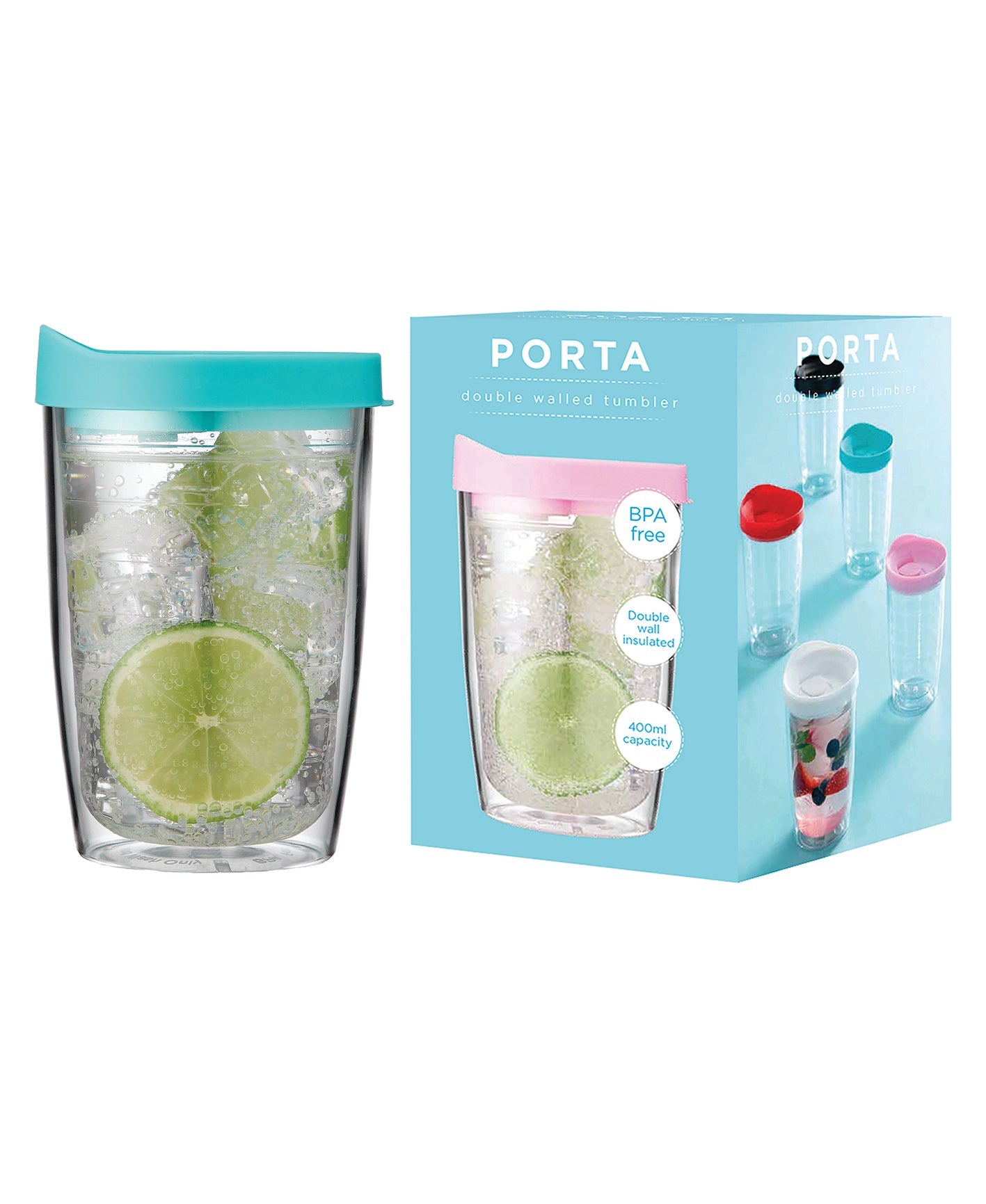 Porta by Ladelle Portables Clear Aqua Travel Mug Tumbler