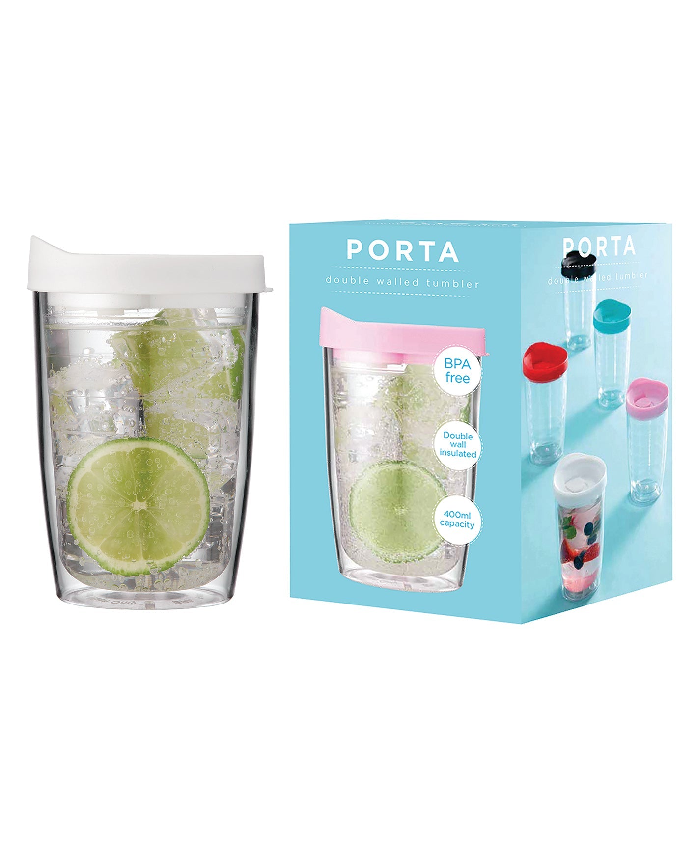 Porta by Ladelle Portables Clear White Travel Mug Tumbler
