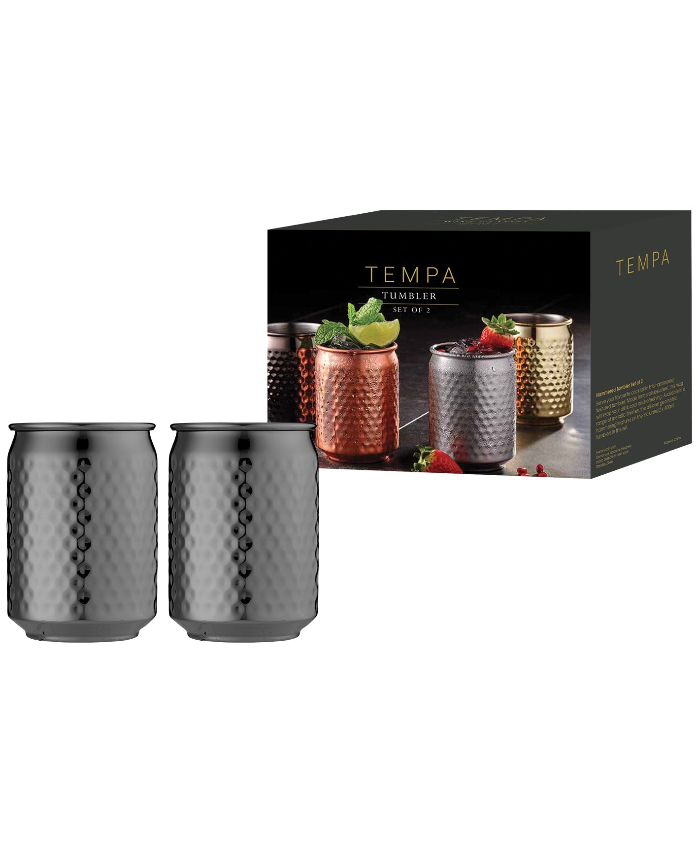 Tempa Spencer Hammered Black 2pk Tumbler