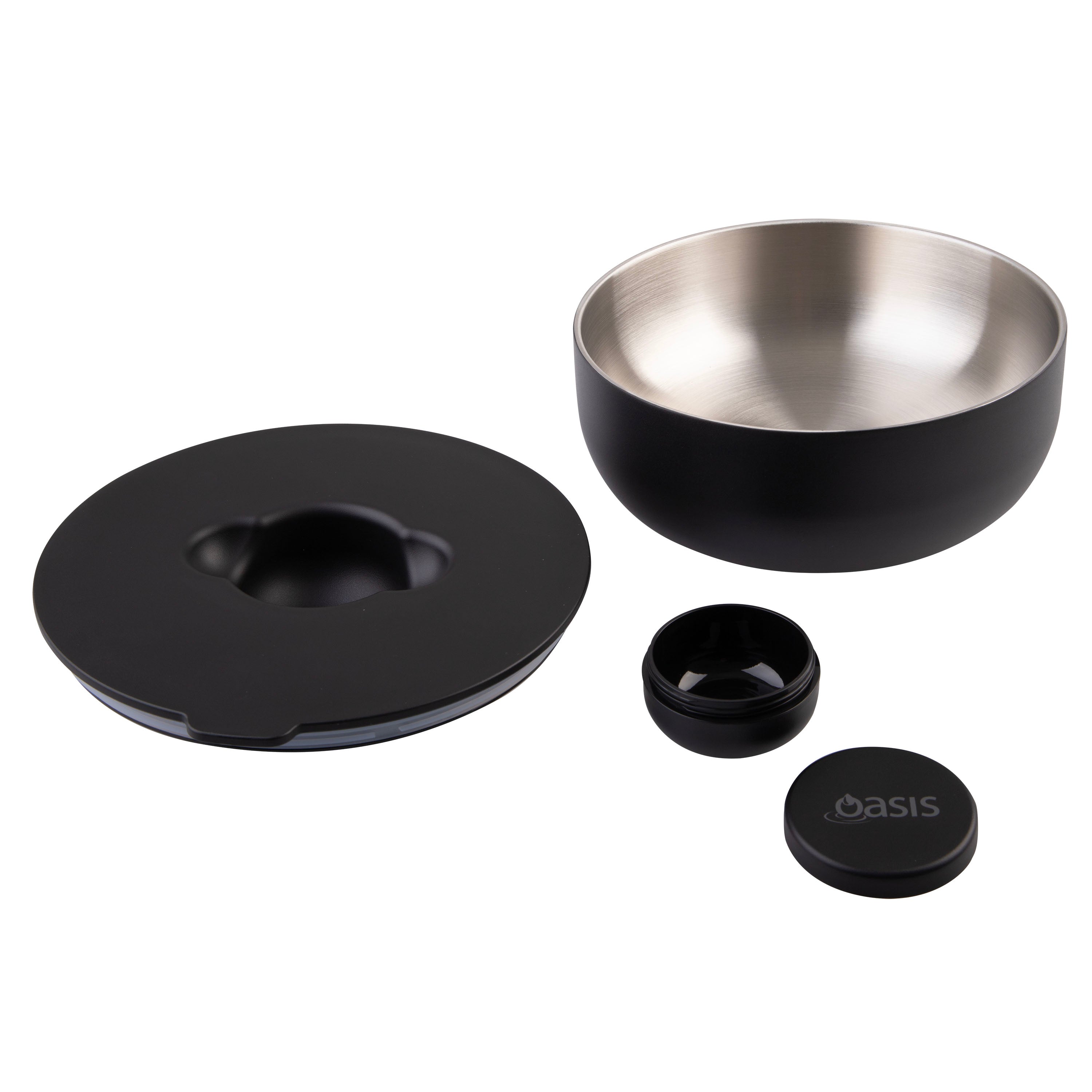 Oasis Stainless Steel Double Wall Fresh-N-Go Lunch Bowl 950ml - Black