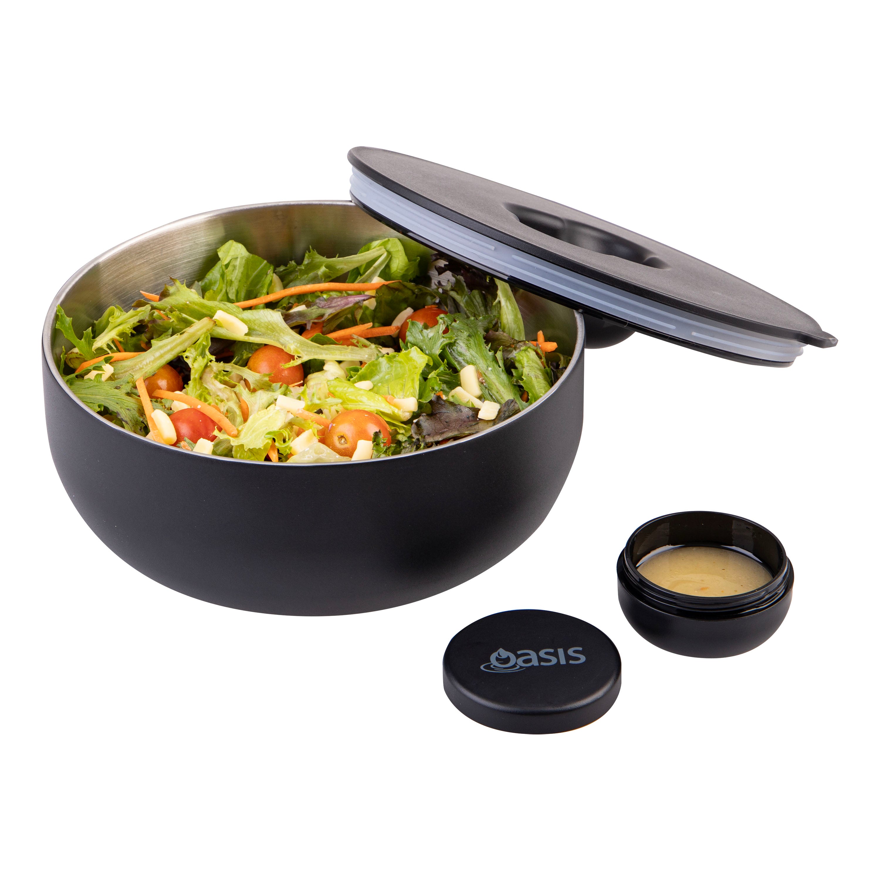 Oasis Stainless Steel Double Wall Fresh-N-Go Lunch Bowl 950ml - Black