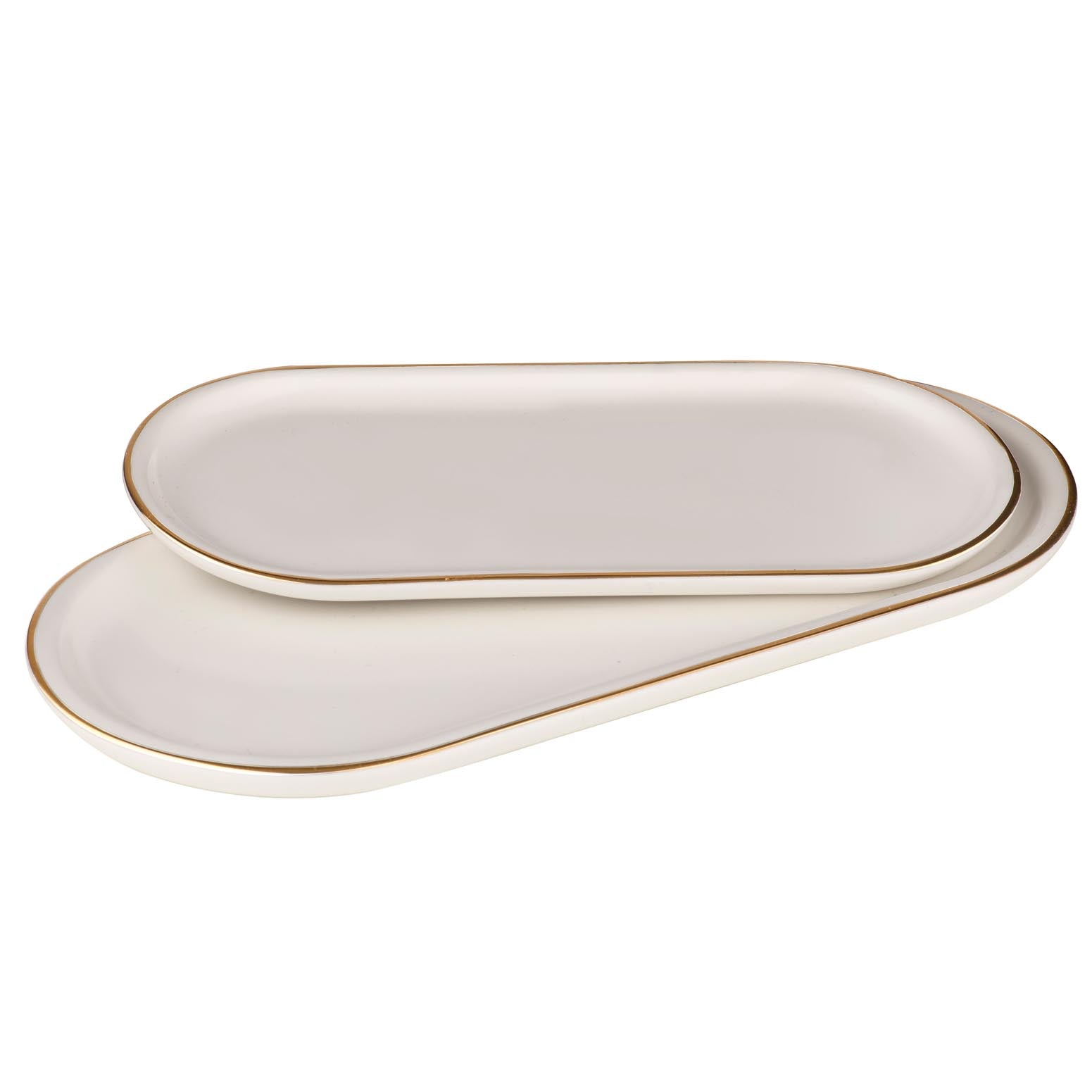 Tempa Asteria White 2pk Oblong Tray Set