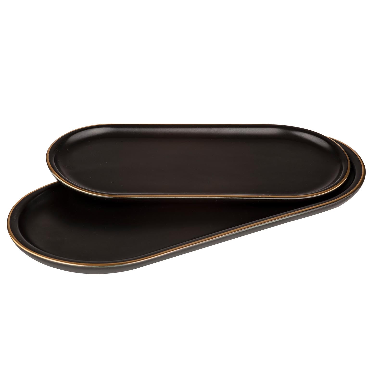 Tempa Asteria Black 2pk Oblong Tray Set