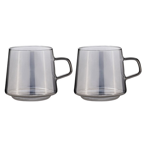 Tempa Oaklyn Charcoal Glass 2pk Mug