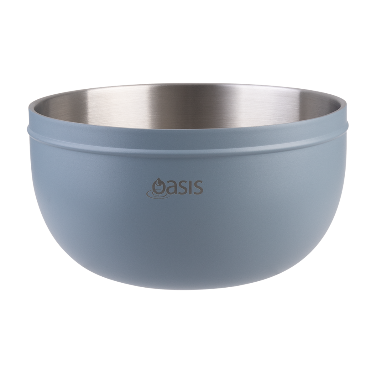 Oasis Stainless Steel Double Wall Salad Bowl with Lid 2.8L - Hazy Blue
