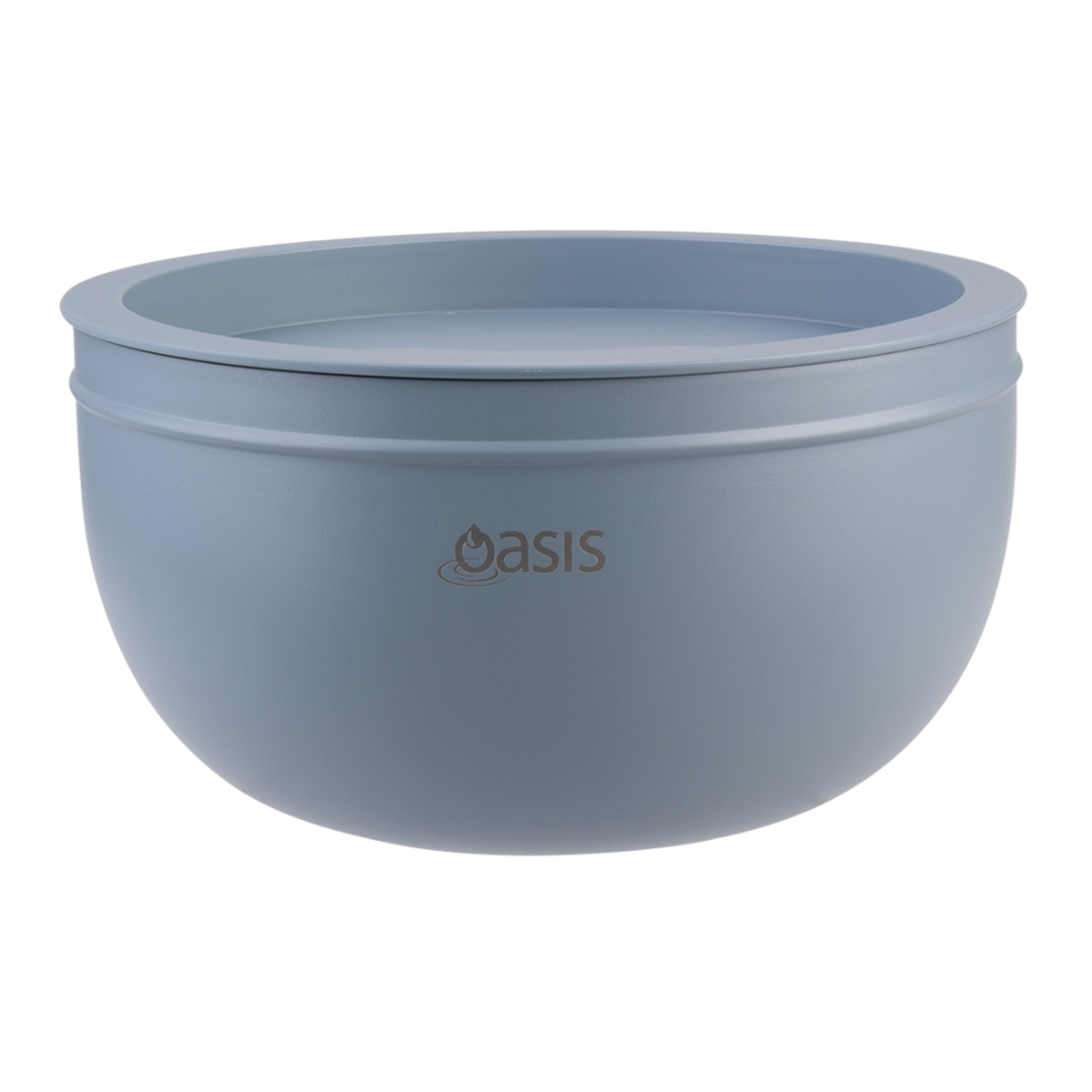 Oasis Stainless Steel Double Wall Salad Bowl with Lid 2.8L - Hazy Blue