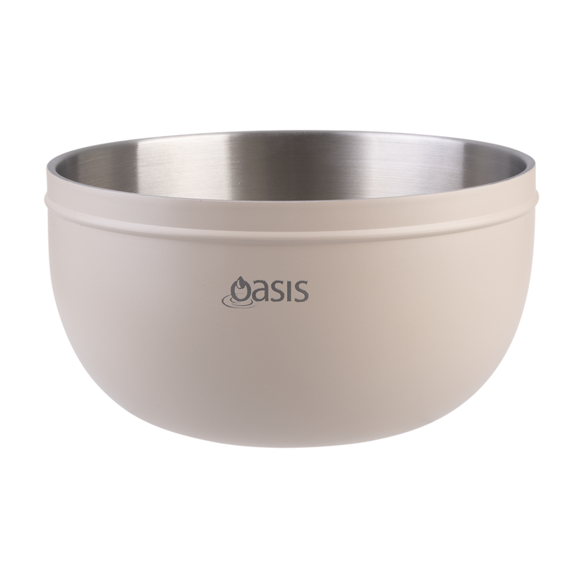 Oasis Stainless Steel Double Wall Salad Bowl with Lid 2.8L - Oat