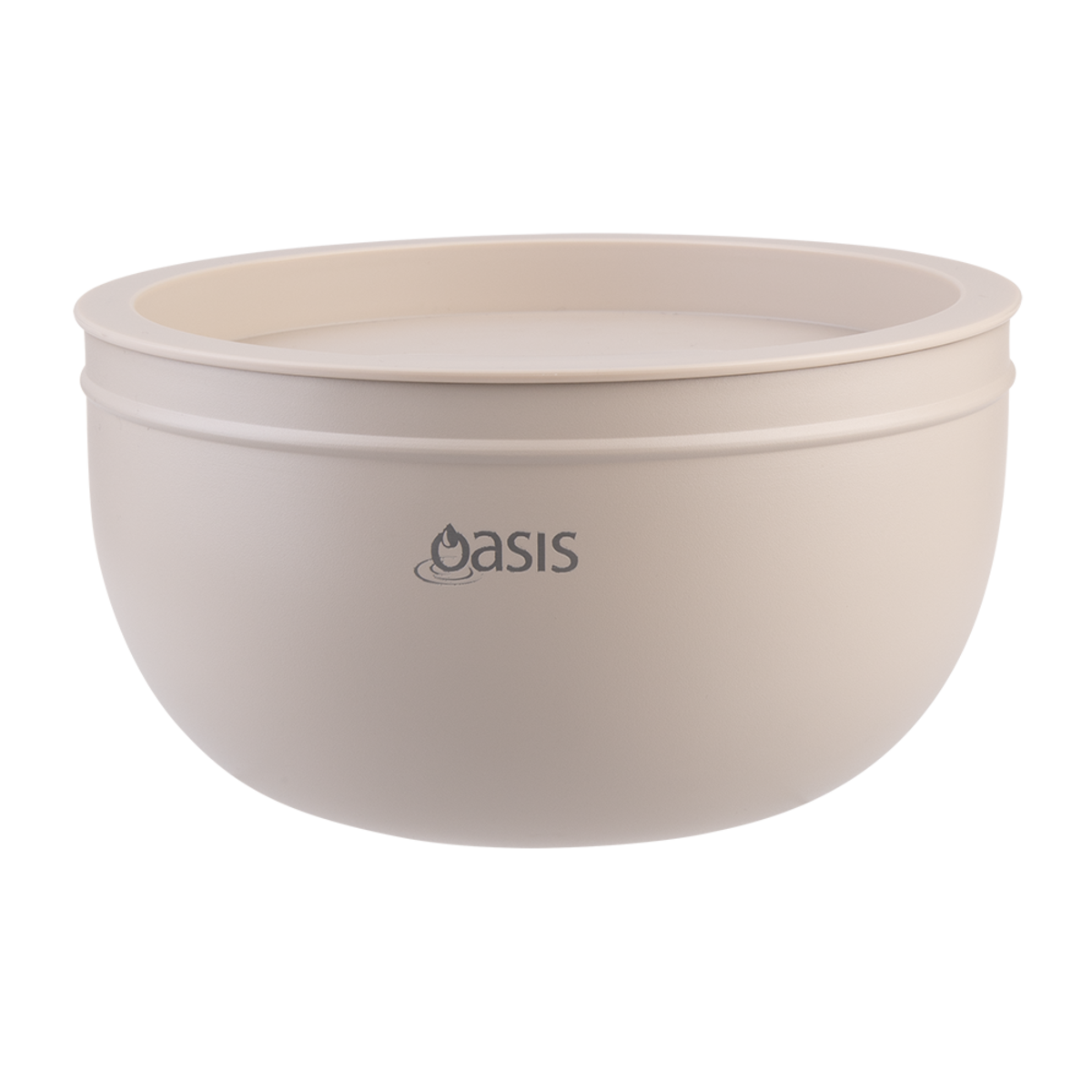 Oasis Stainless Steel Double Wall Salad Bowl with Lid 2.8L - Oat
