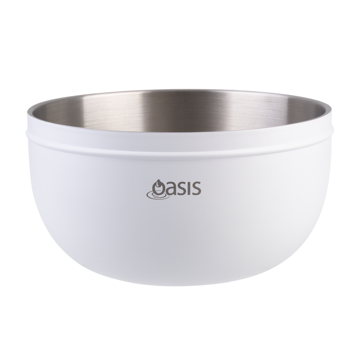 Oasis Stainless Steel Double Wall Salad Bowl with Lid 2.8L - White