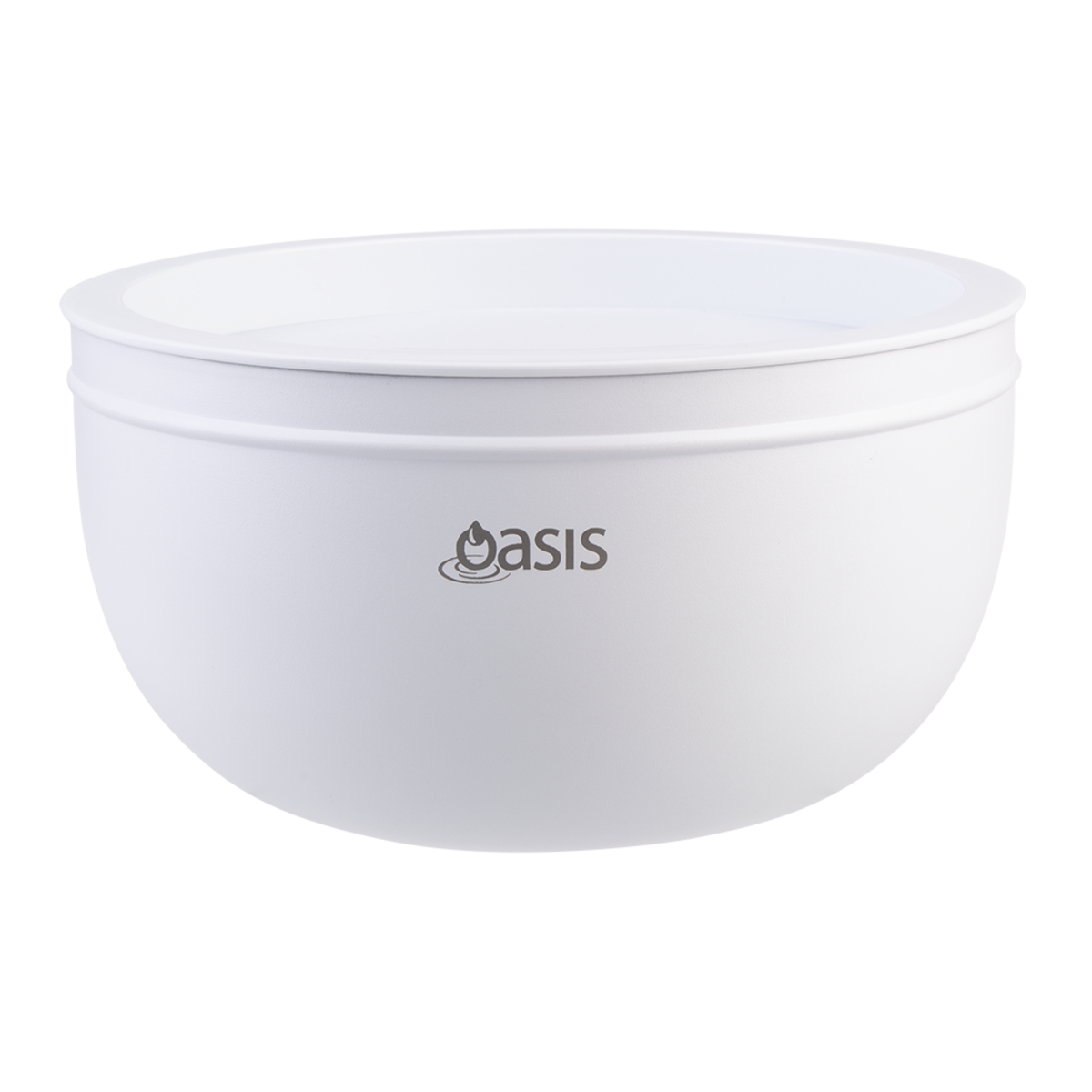 Oasis Stainless Steel Double Wall Salad Bowl with Lid 2.8L - White