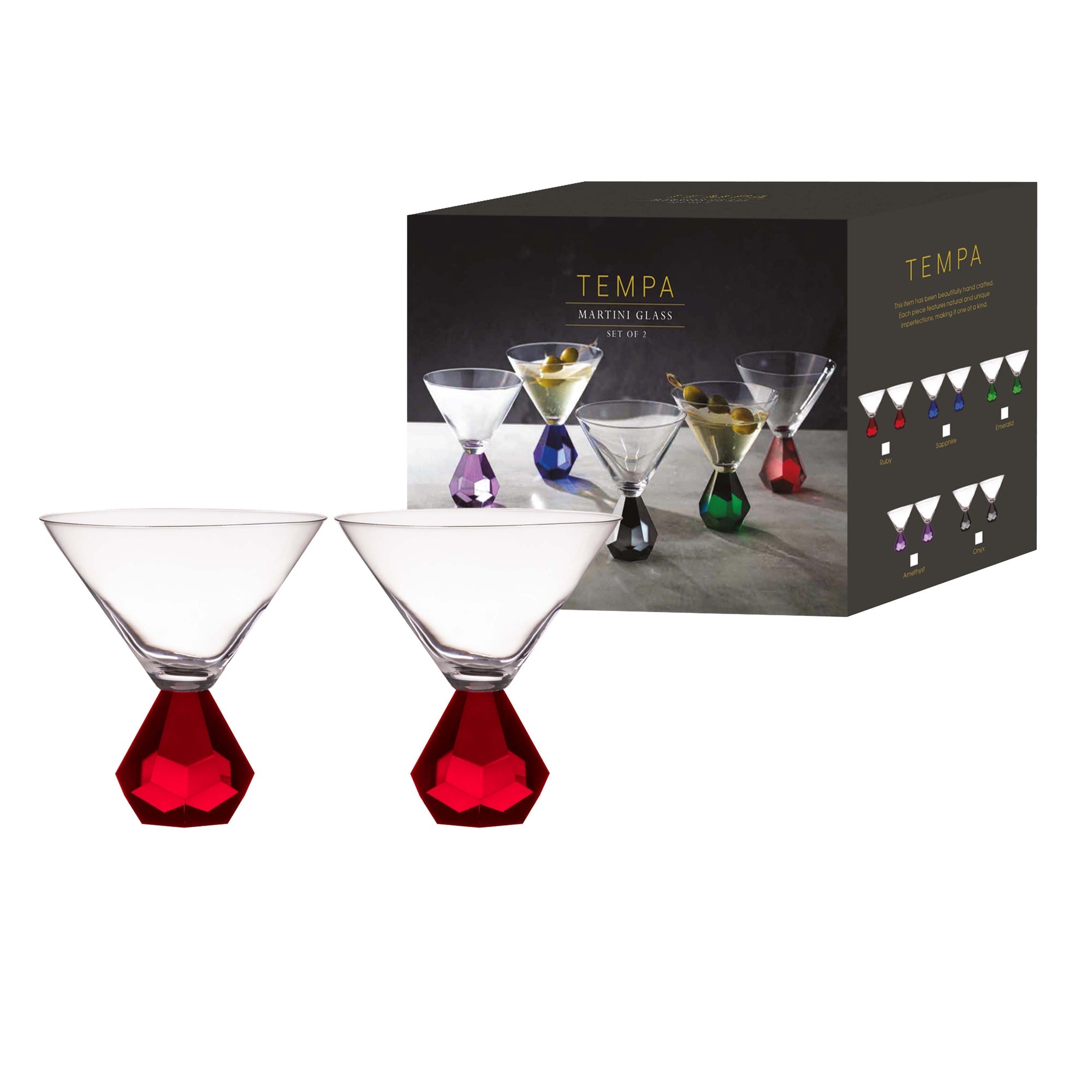 Tempa Zhara Ruby 2pk Martini Glass