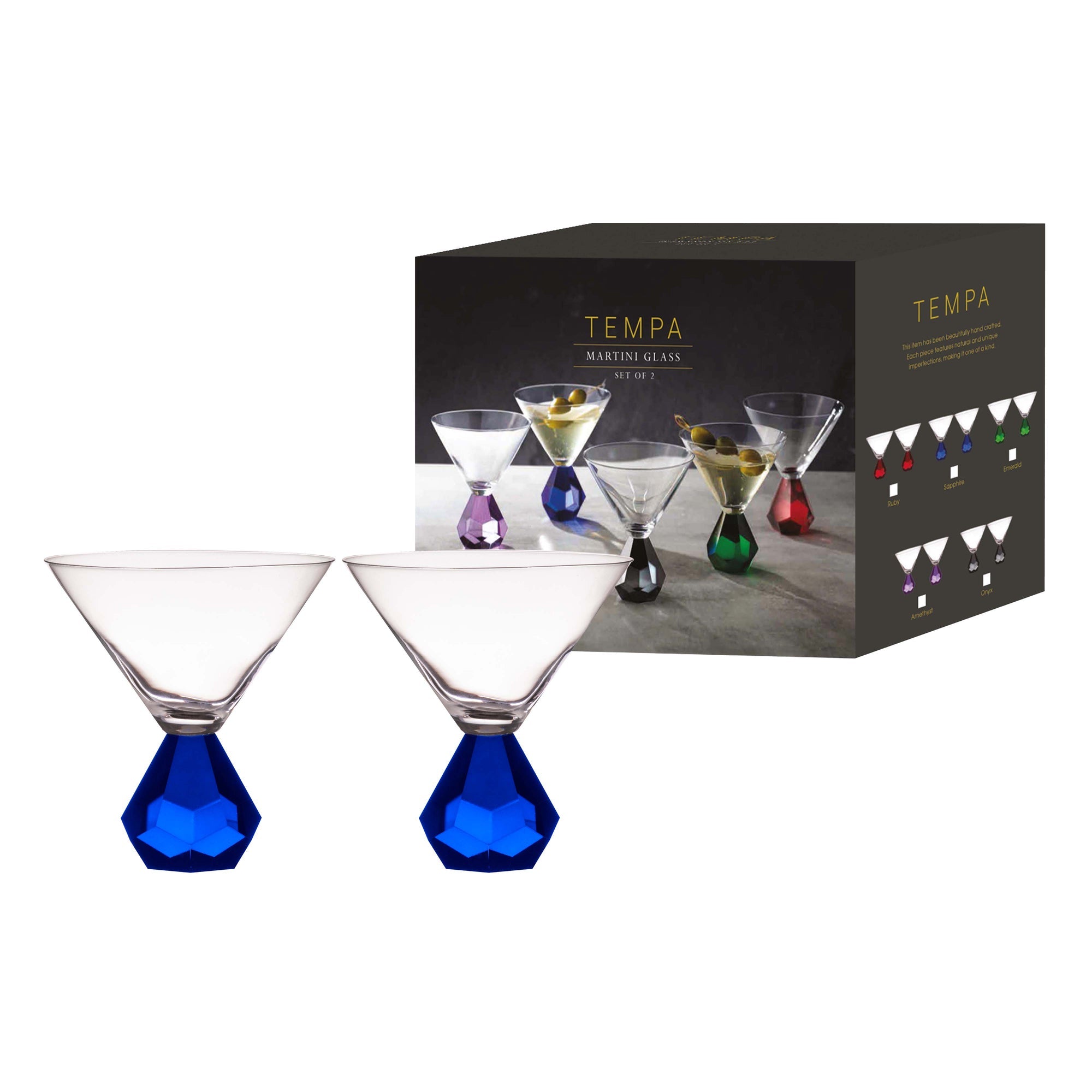 Tempa Zhara Sapphire 2pk Martini Glass