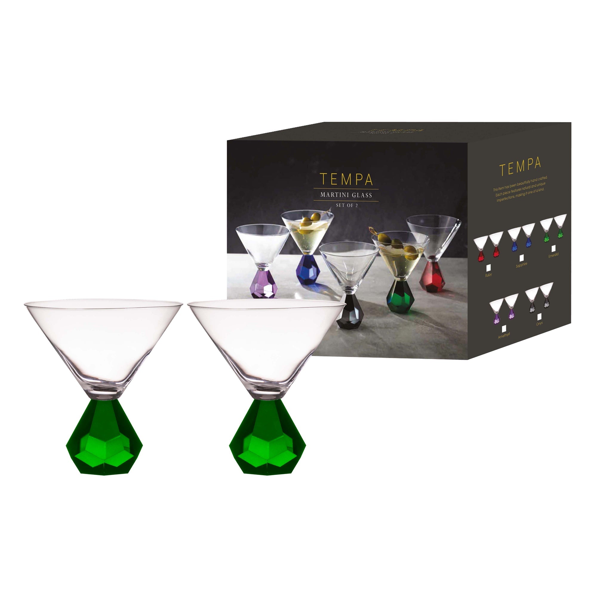 Tempa Zhara Emerald 2pk Martini Glass