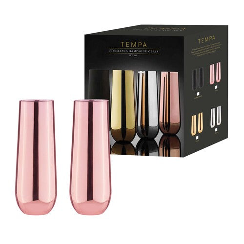 Tempa Aurora Rose 2pk Stemless Champagne Glass