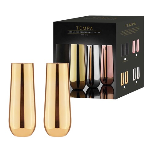 Tempa Aurora Gold 2pk Stemless Champagne Glass