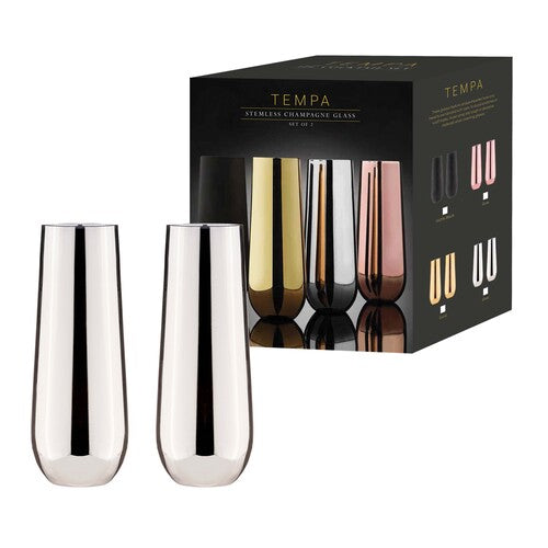 Tempa Aurora Silver 2pk Stemless Champagne Glass