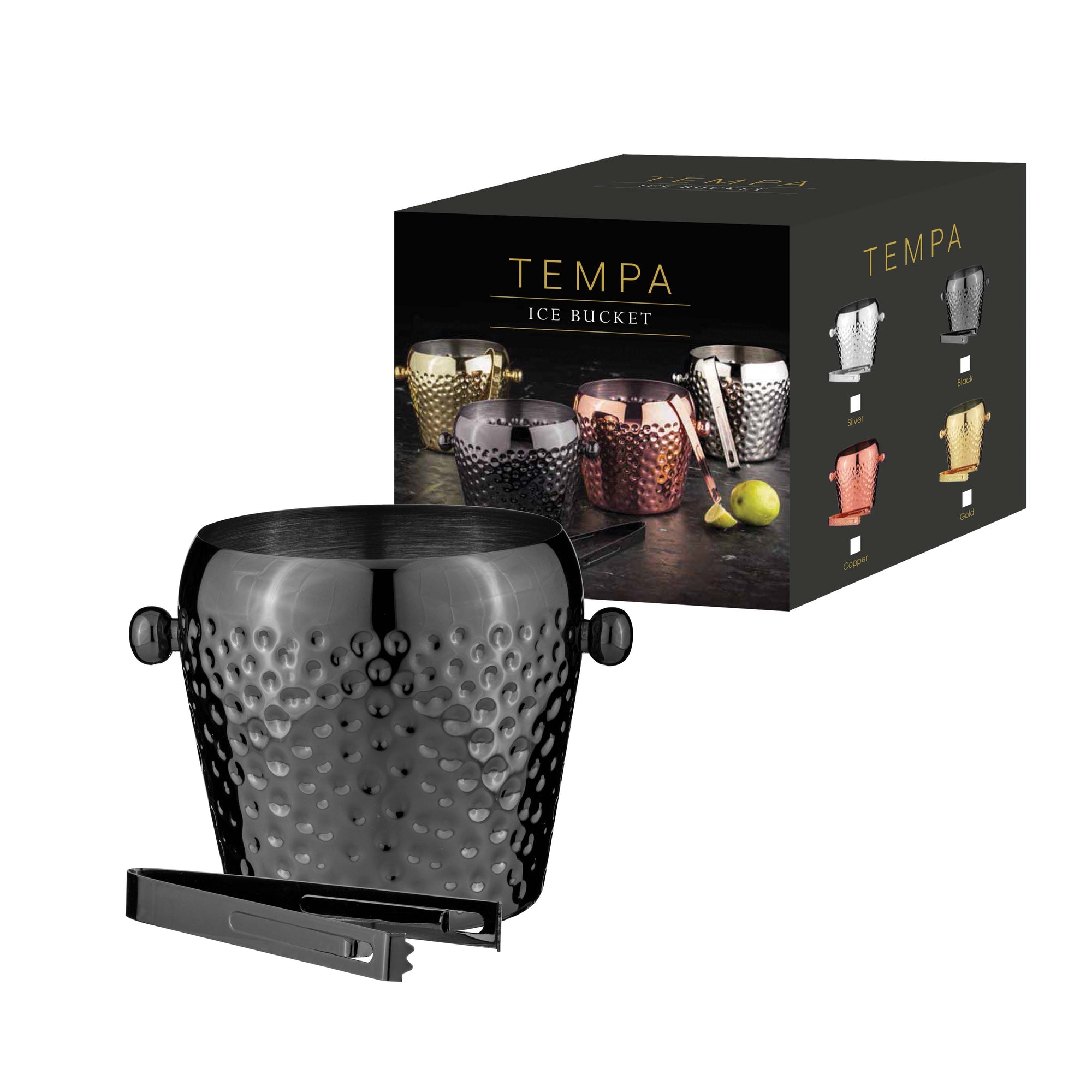 Tempa Spencer Hammered Black Ice Bucket