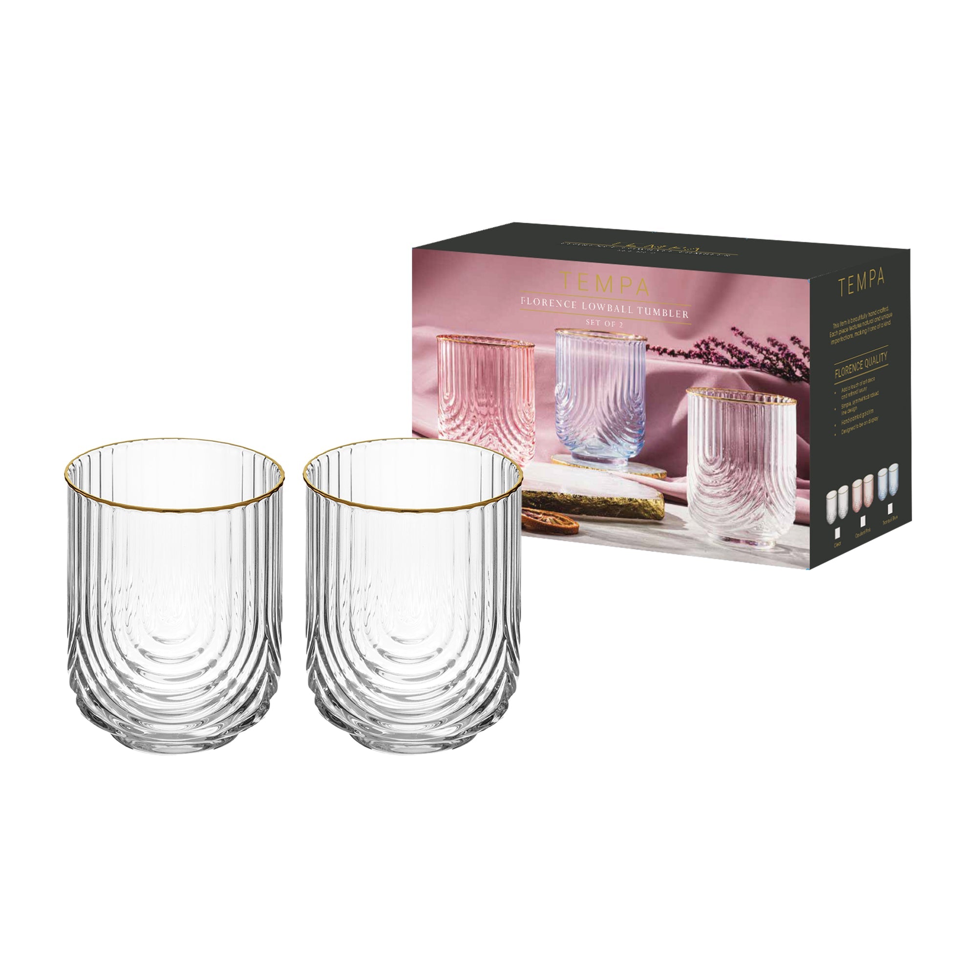 Tempa Florence Clear 2pk Lowball Tumbler