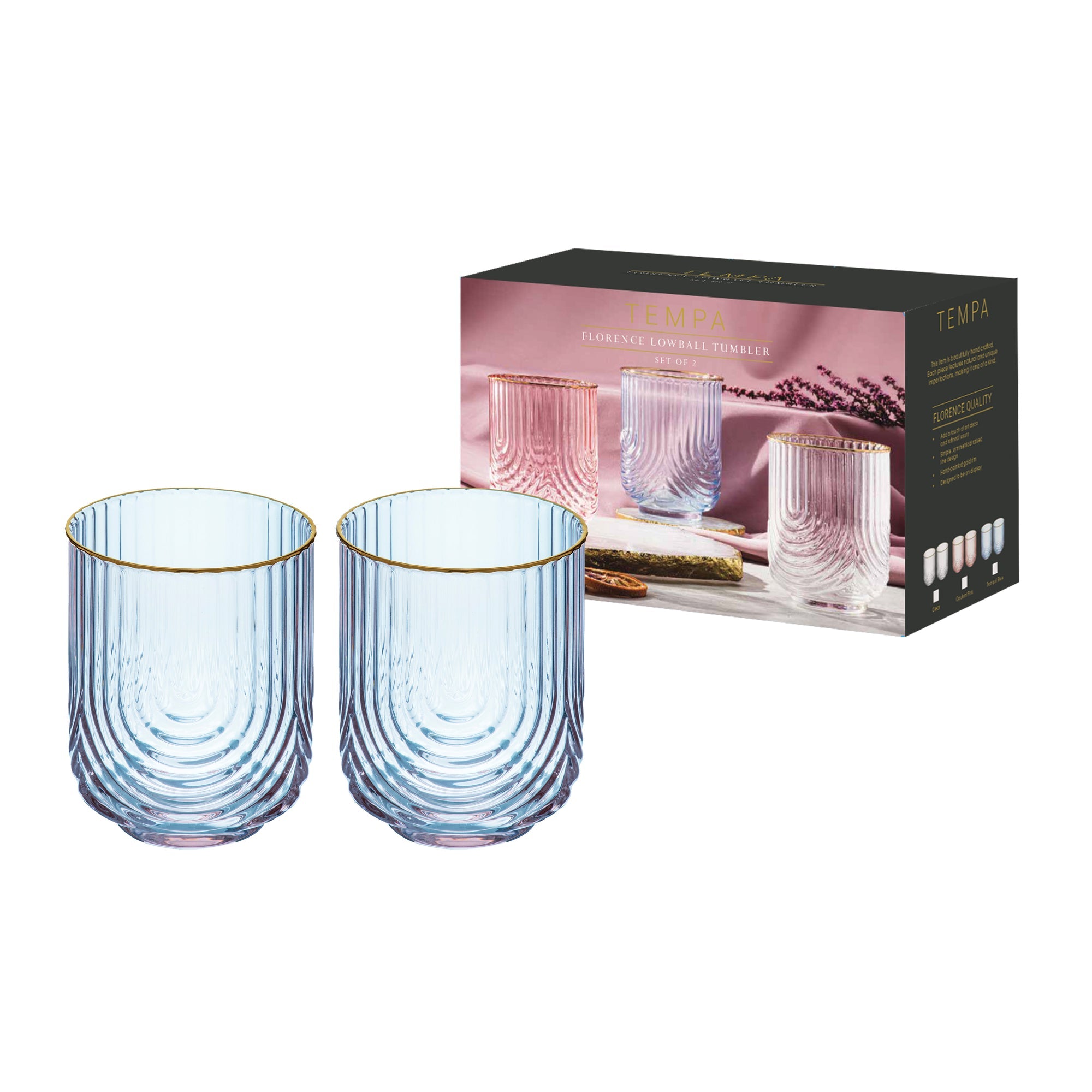 Tempa Florence Tranquil Blue 2pk Lowball Tumbler