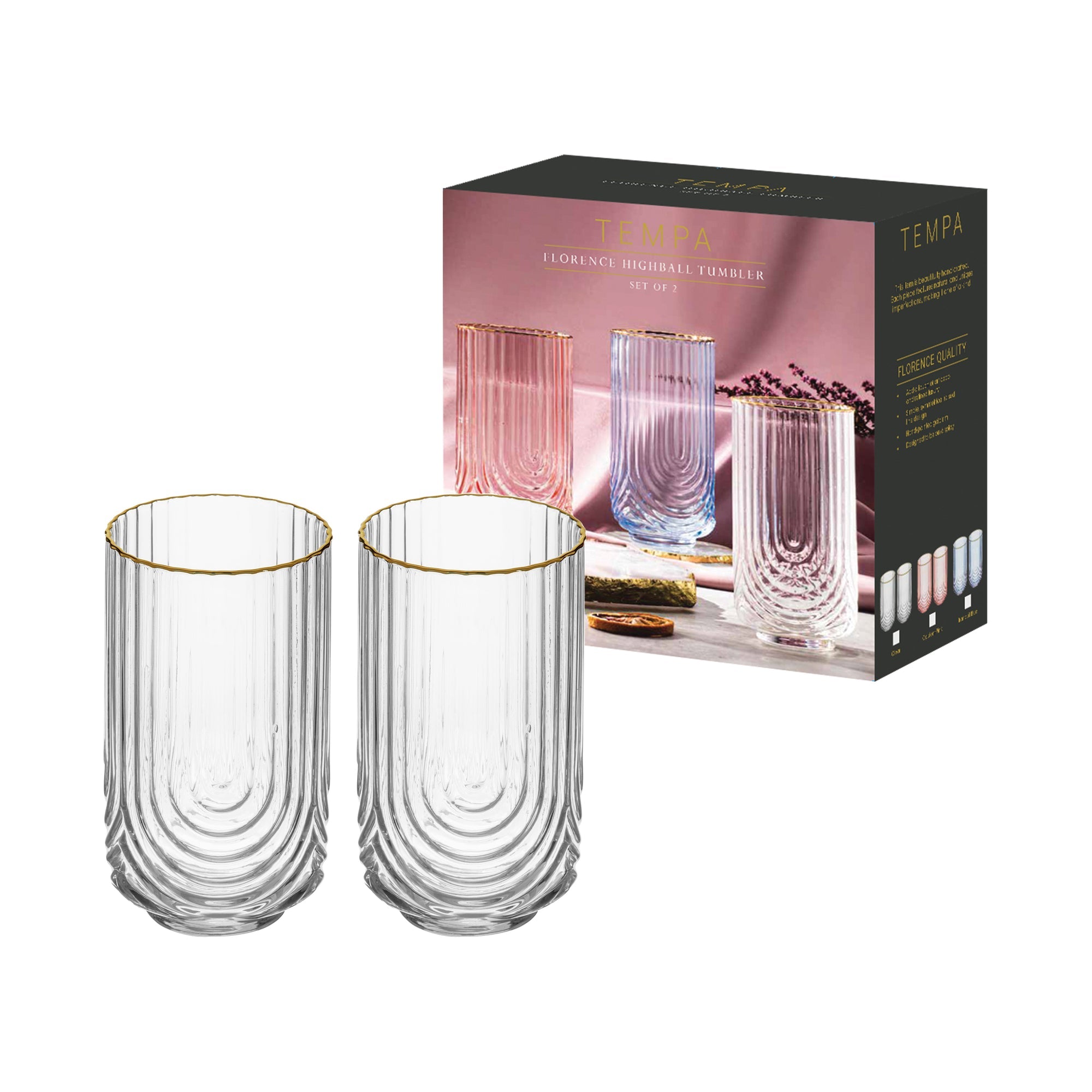 Tempa Florence Clear 2pk Highball Tumbler
