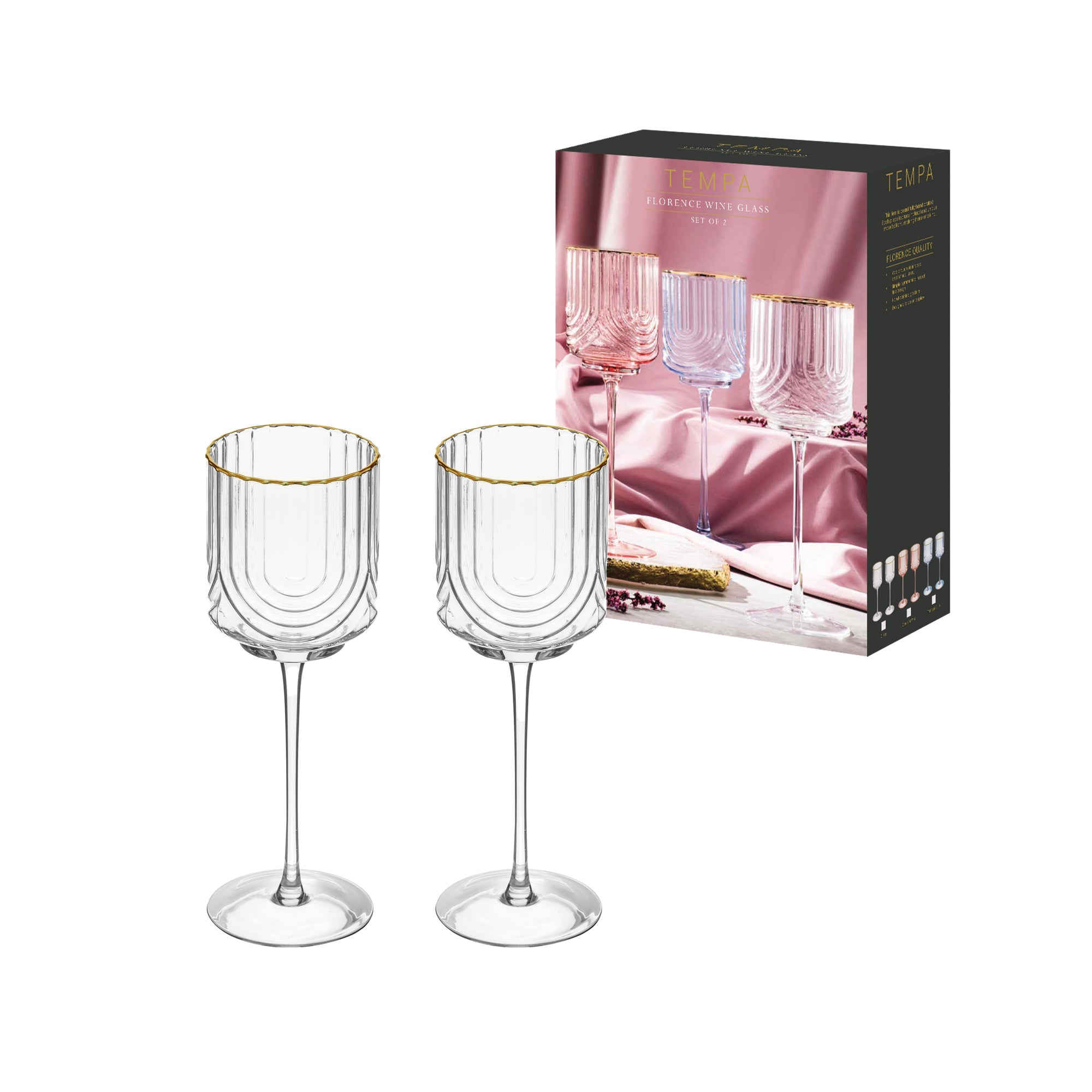 Tempa Florence Clear 2pk Wine Glass