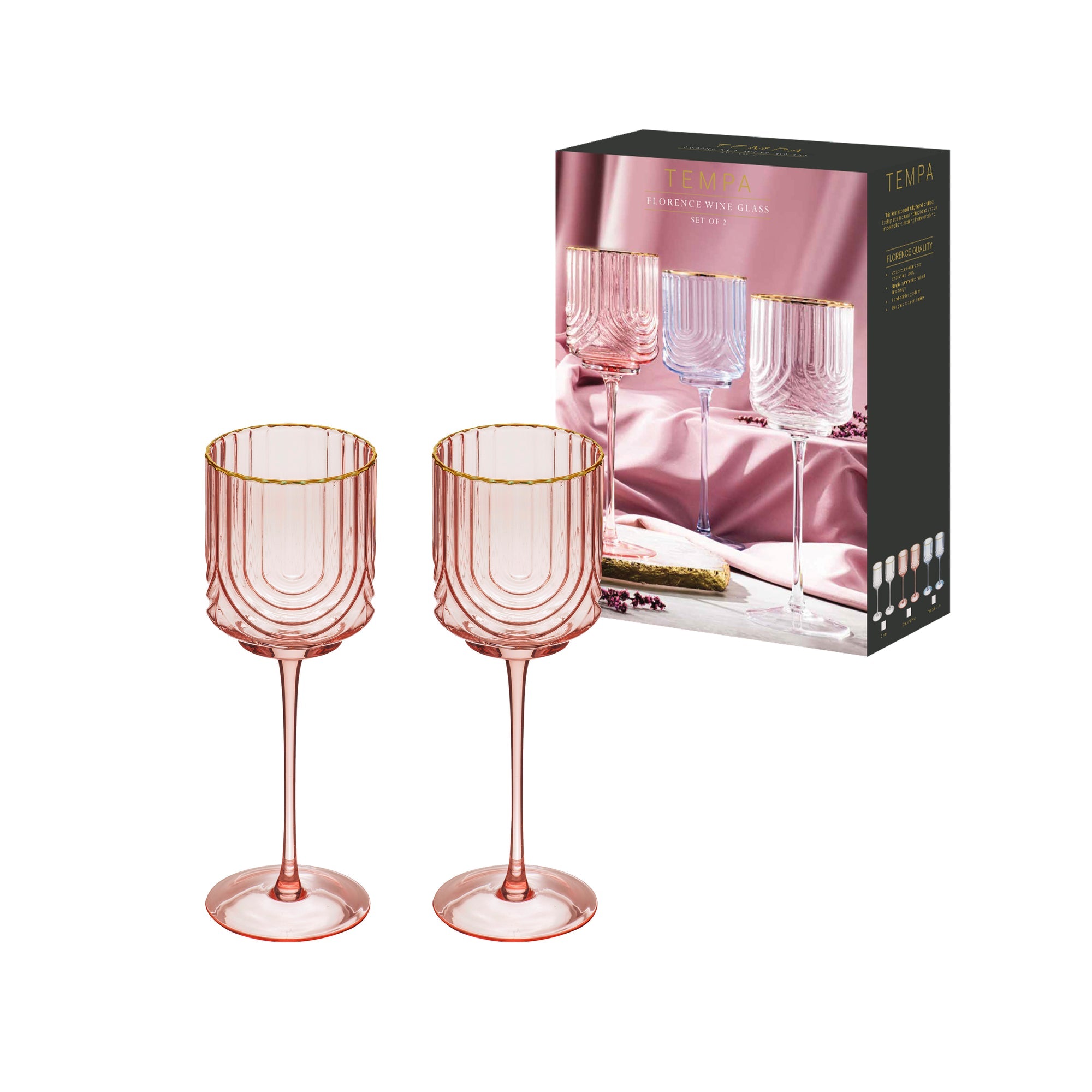 Tempa Florence Opulent Pink 2pk Wine Glass