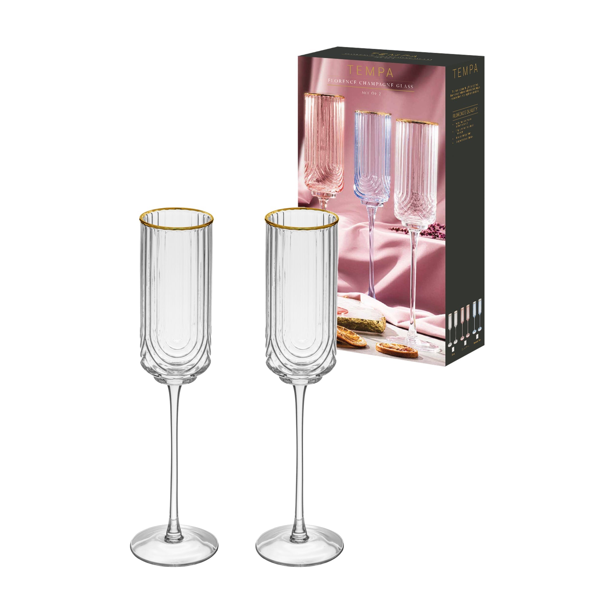 Tempa Florence Clear 2pk Champagne Glass