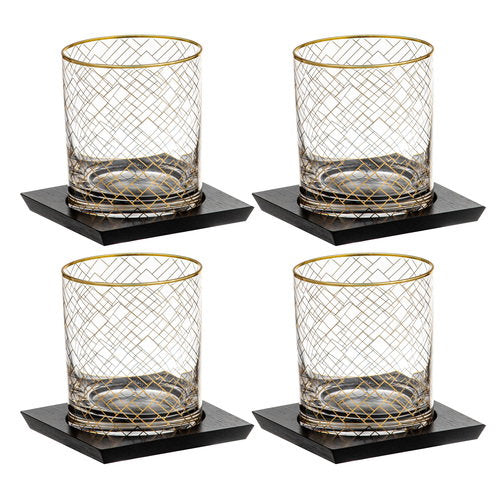 Tempa Winston 4pk Whisky Glass & Coaster Set
