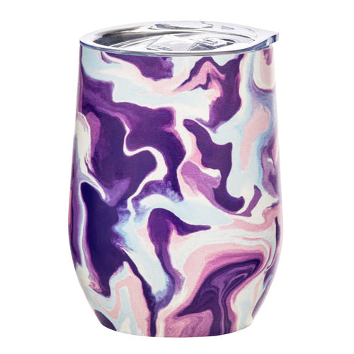 Porta by Ladelle Summer Swirl Purple SS Wine Tumbler