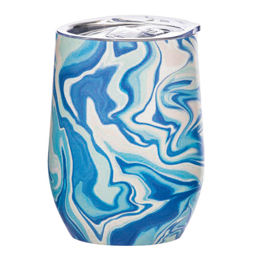 Porta by Ladelle Summer Swirl Blue SS Wine Tumbler