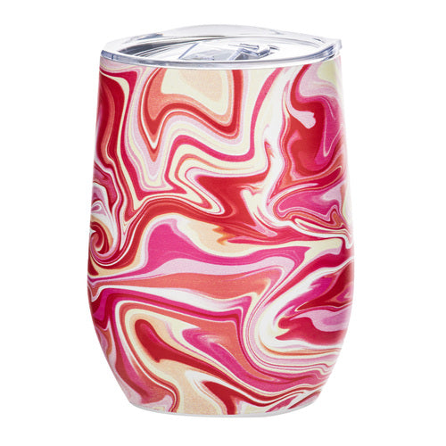 Porta by Ladelle Summer Swirl Pink SS Wine Tumbler