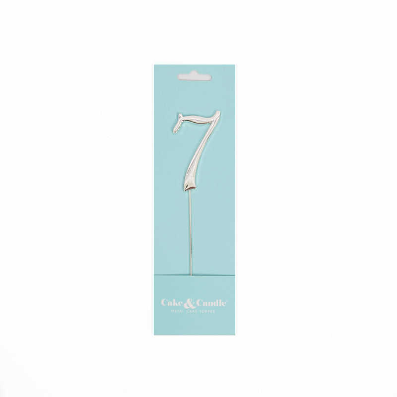 Cake & Candle Cake Topper Number 7 Silver 7cm