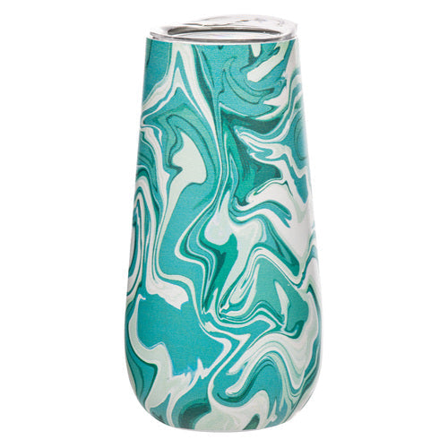 Porta by Ladelle Summer Swirl Aqua SS Champagne Tumbler