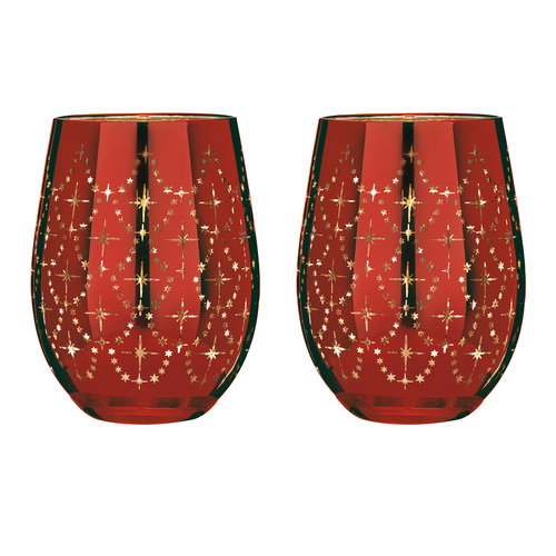 Tempa Celeste Red 2pk Stemless Glass