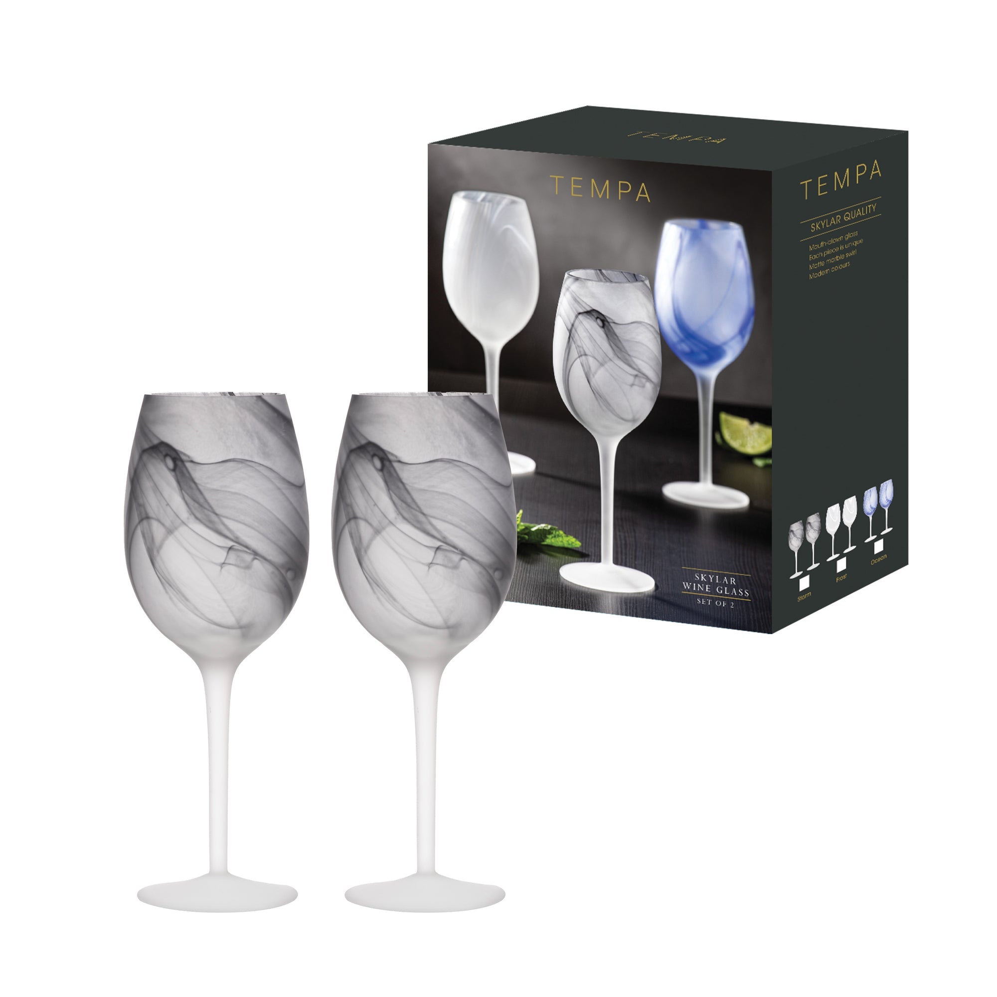 Tempa Skylar Storm 2pk Wine Glass