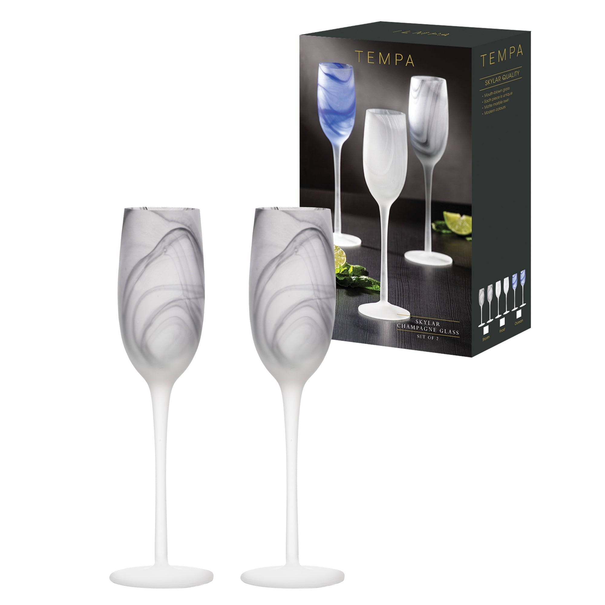 Tempa Skylar Storm 2pk Champagne Glass