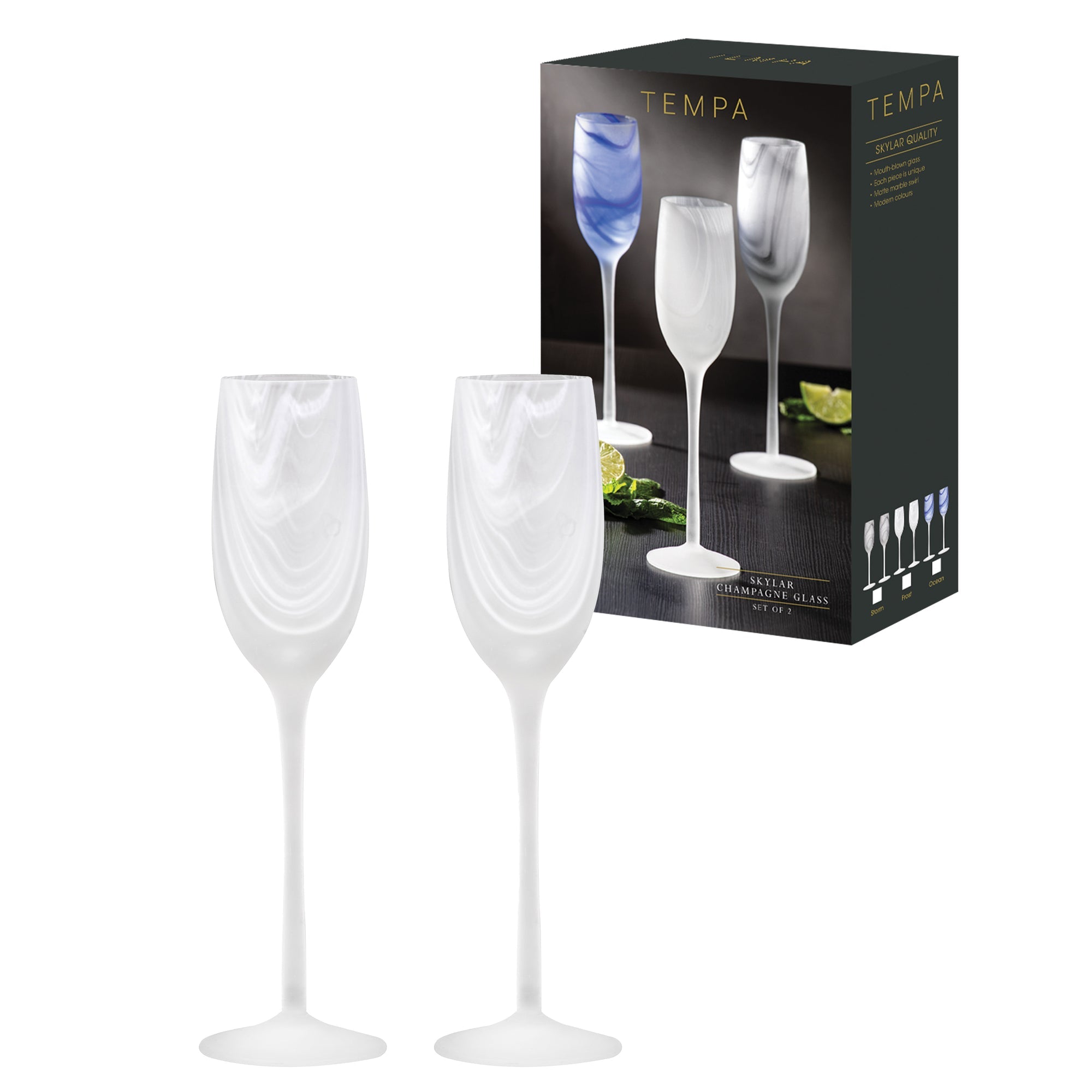 Tempa Skylar Frost 2pk Champagne Glass