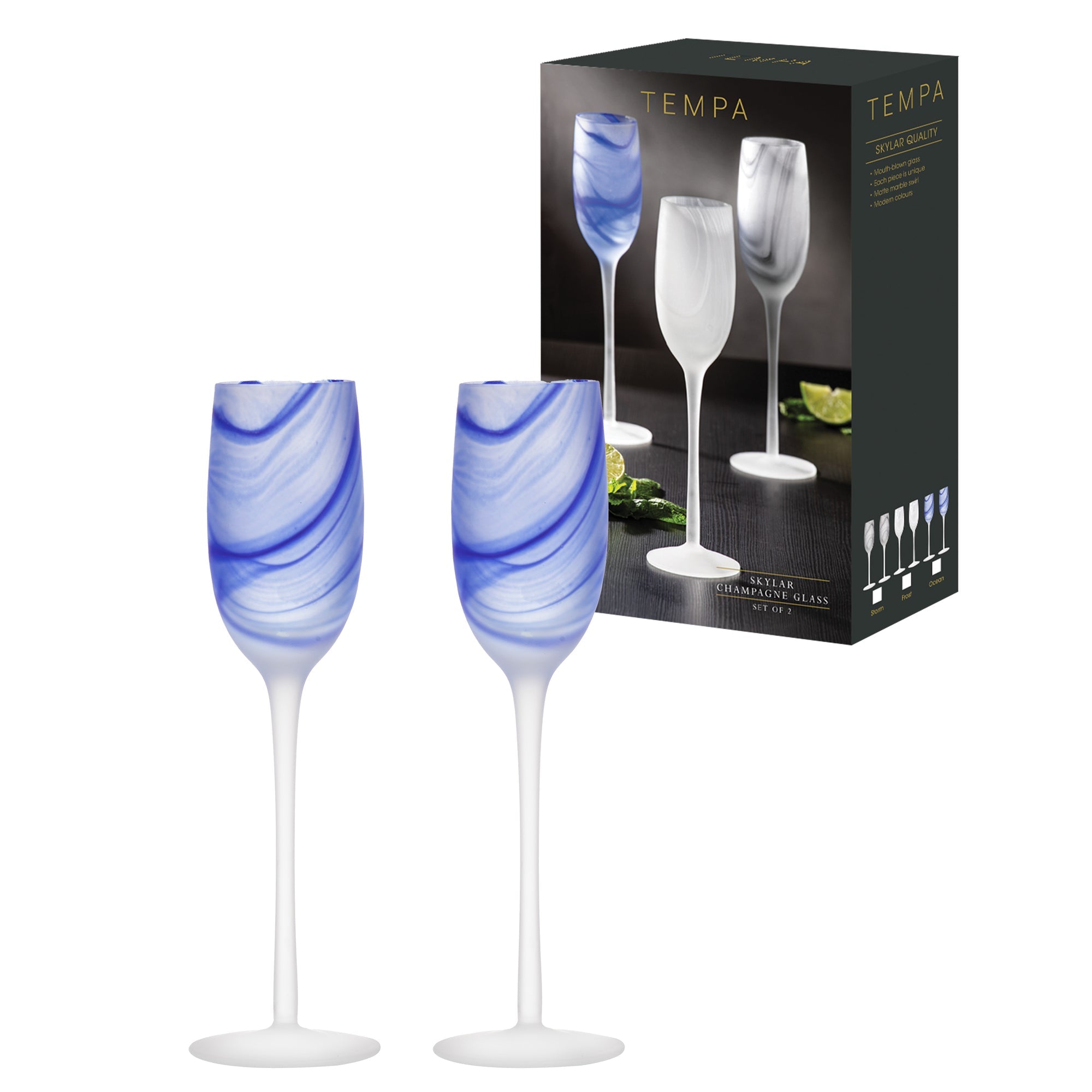Tempa Skylar Ocean 2pk Champagne Glass