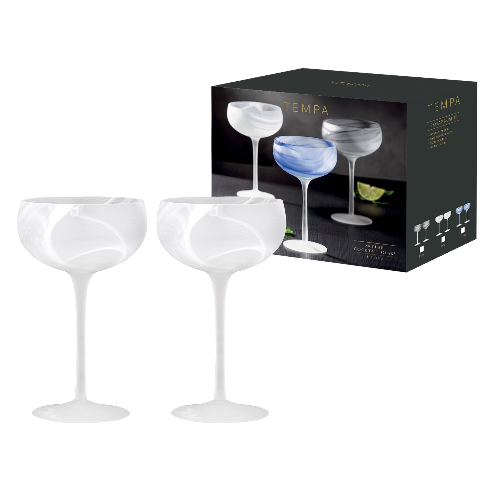 Tempa Skylar Frost 2pk Cocktail Glass