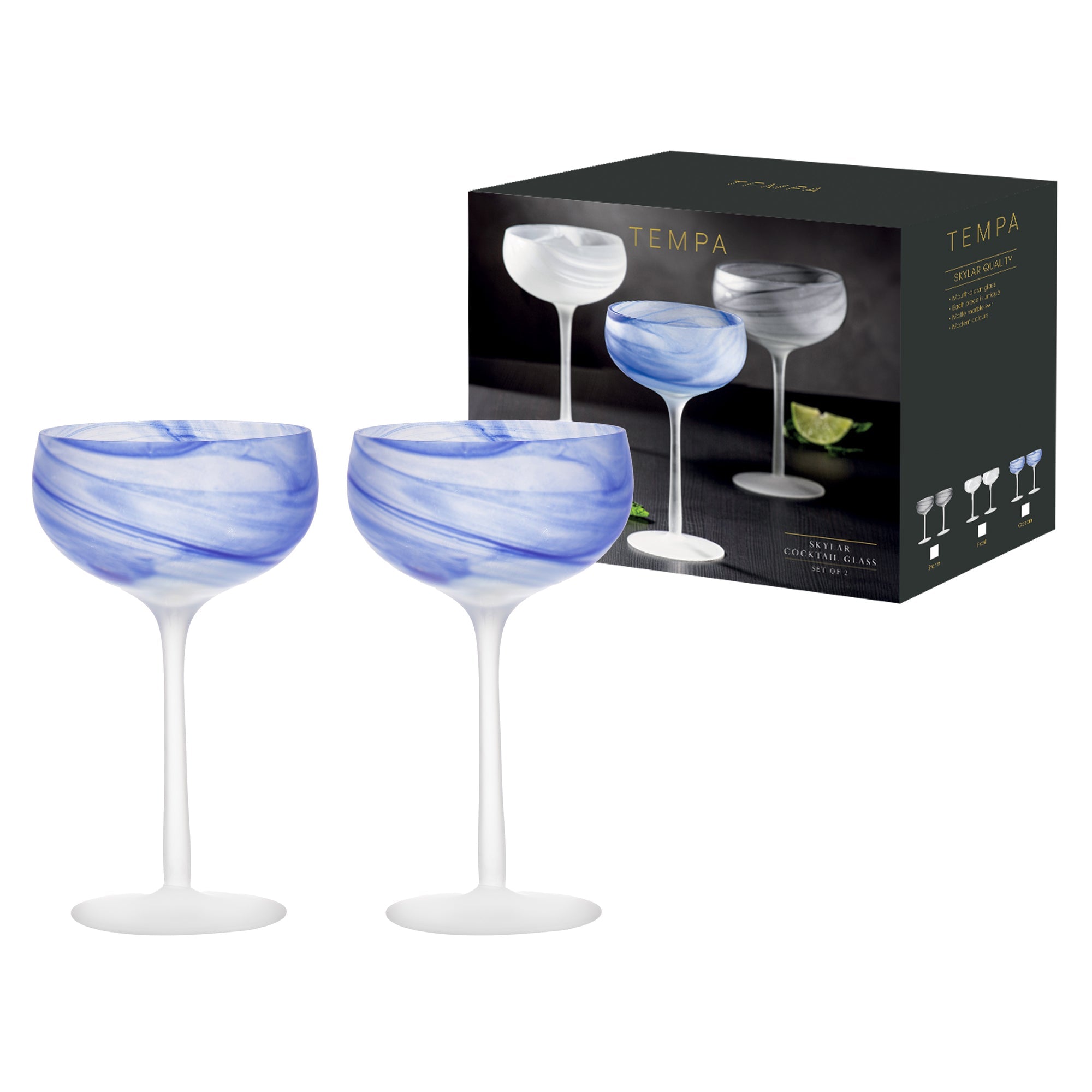 Tempa Skylar Ocean 2pk Cocktail Glass