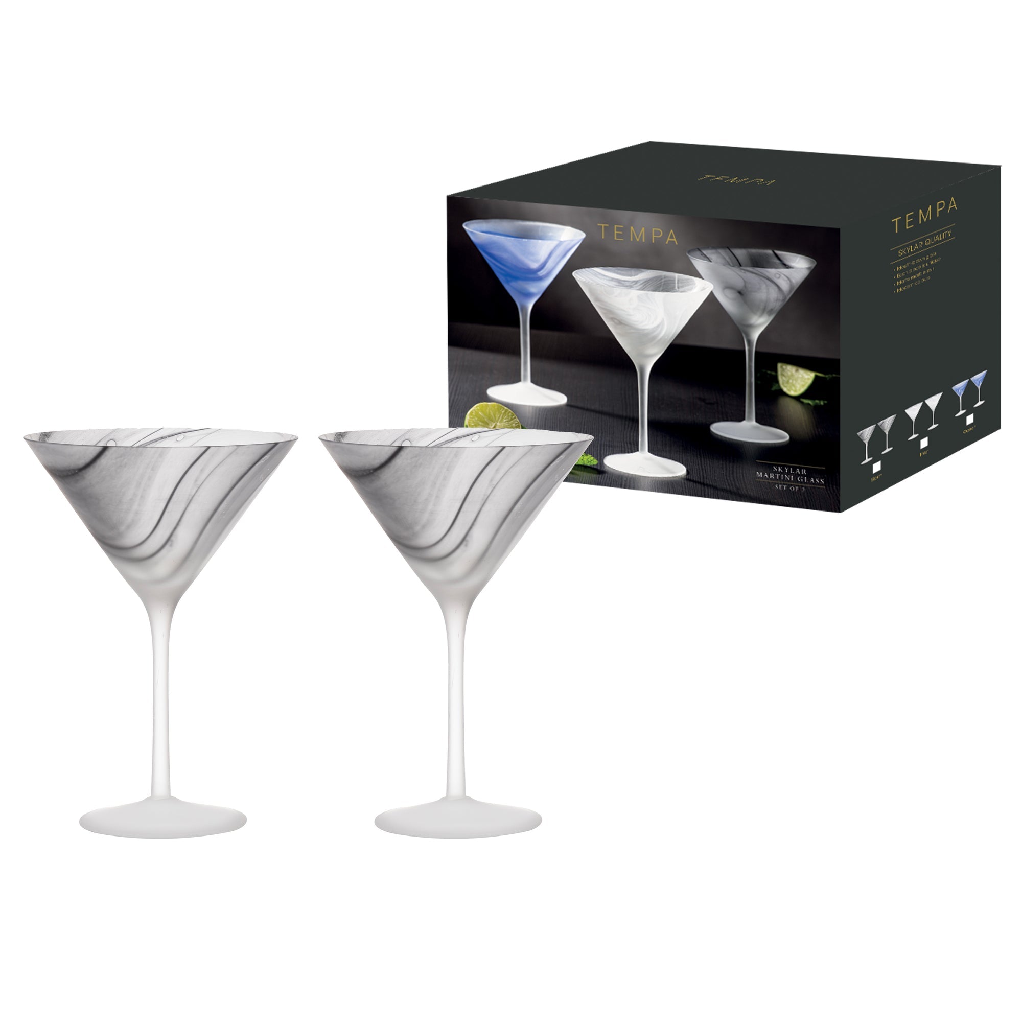 Tempa Skylar Storm 2pk Martini Glass