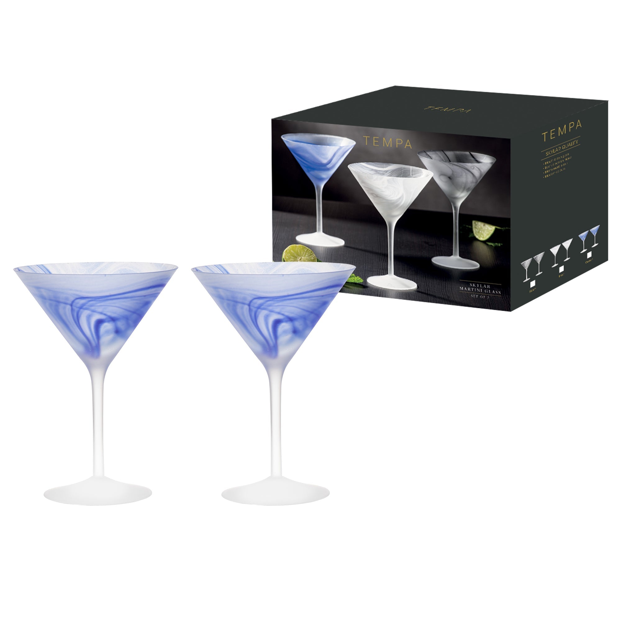 Tempa Skylar Ocean 2pk Martini Glass