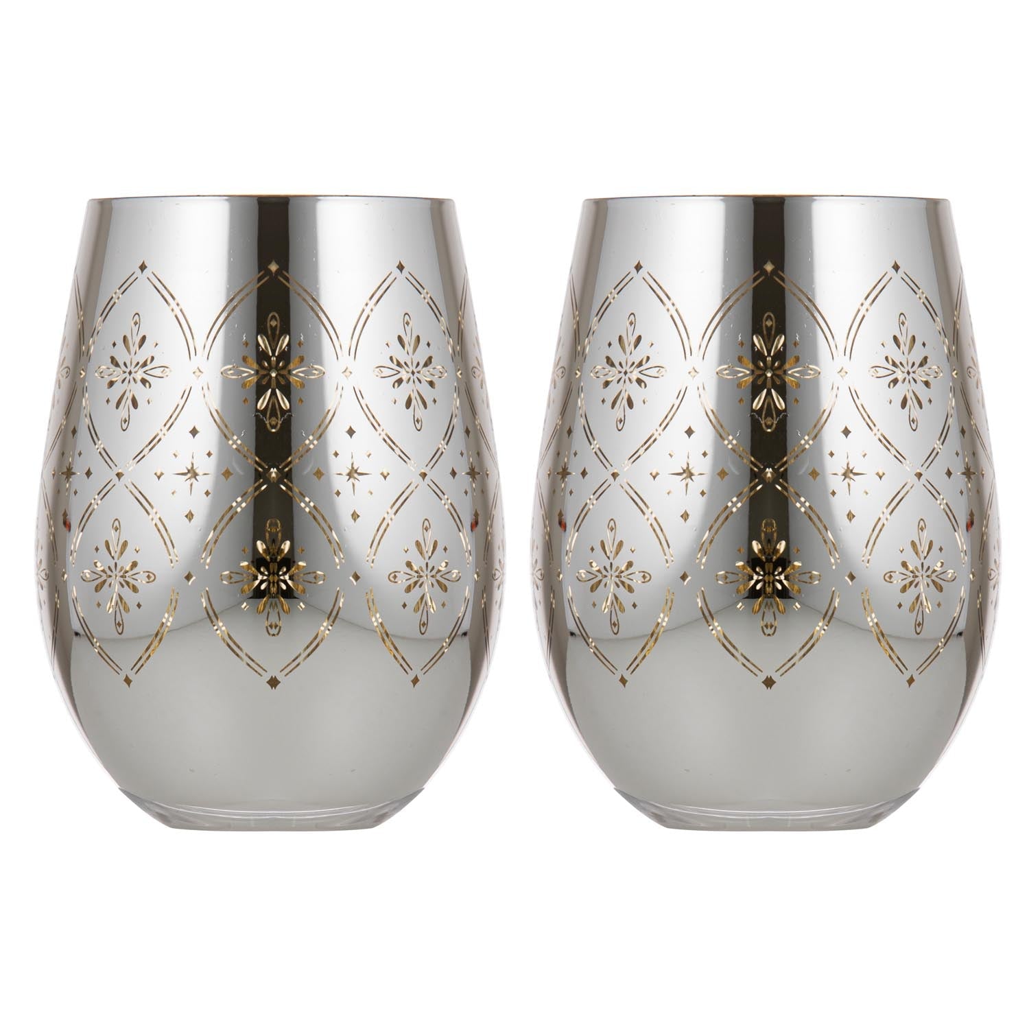 Tempa Chantelle Silver 2pk Stemless Glass