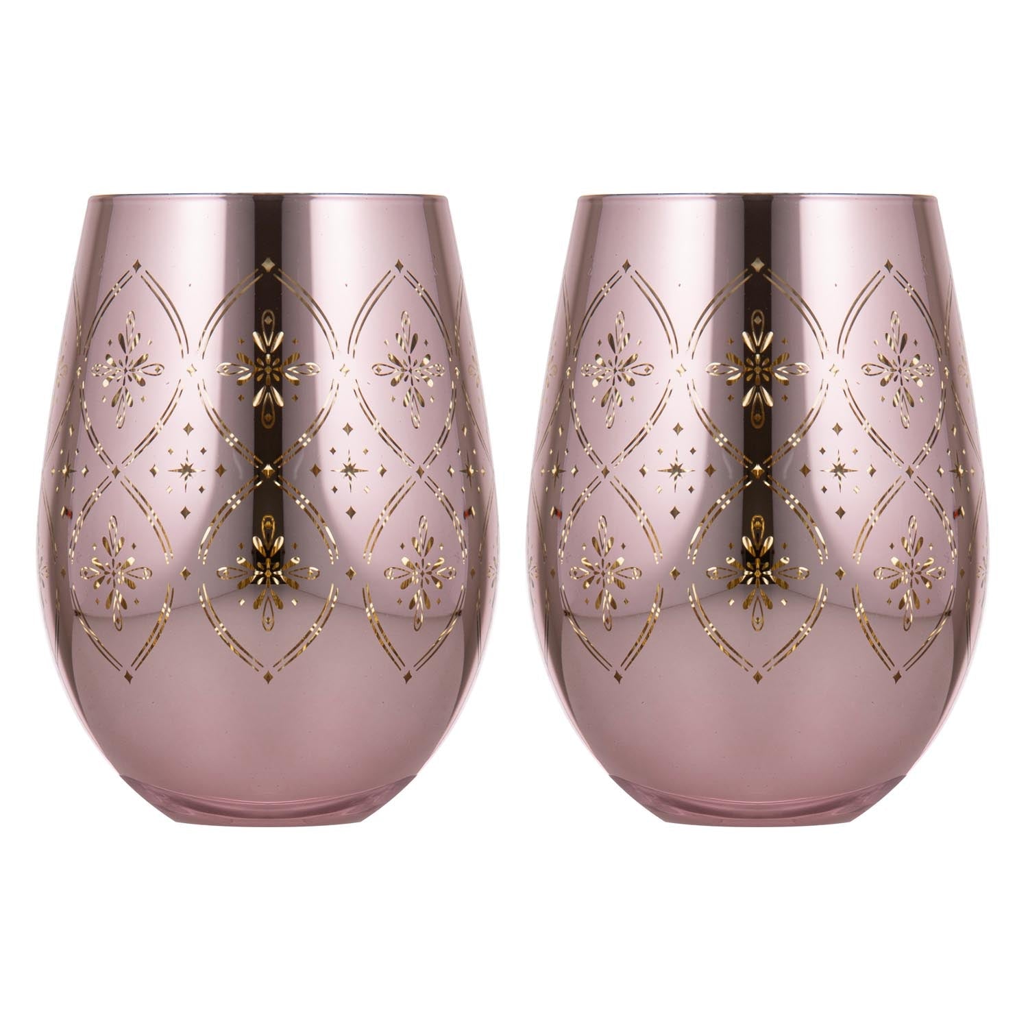Tempa Chantelle Blush 2pk Stemless Glass